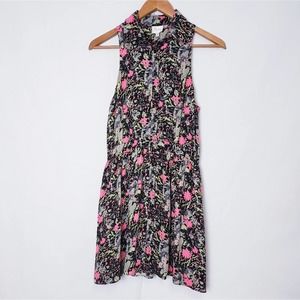 Parker Size XS Sleeveless Button-Front Collar Dress Flowy Floral Print